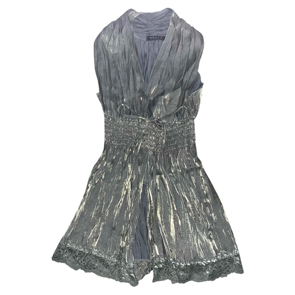 Vintage early 2000s y2k metallic empire waist babydoll top
